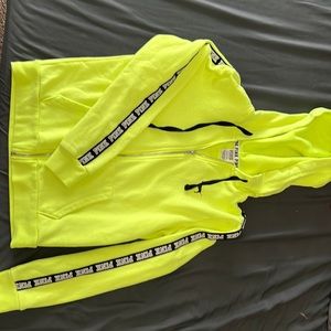 PINK Neon Yellow Zip up size small
